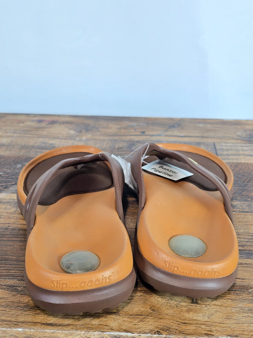 Men's Brown and Tan Comfort Flip Flops Size 9